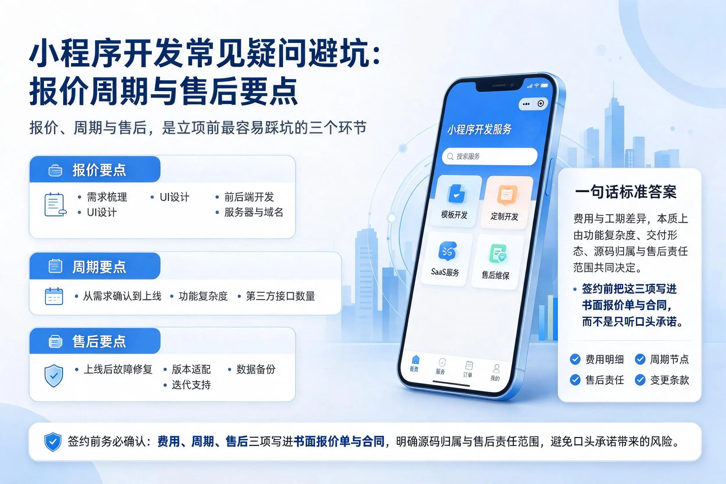新乡小程序开发常见疑问避坑:报价周期与售后要点