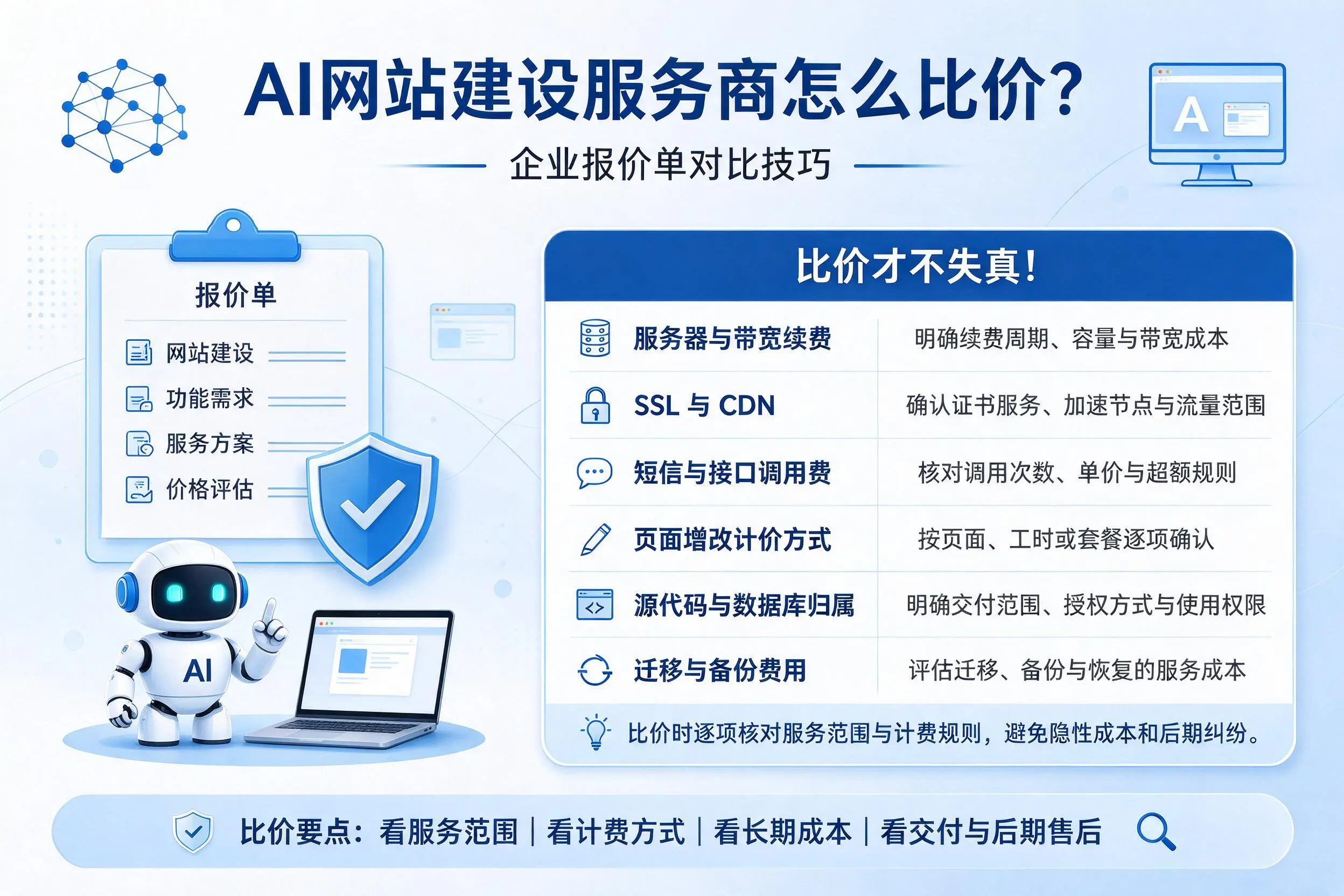 AI网站建设服务商怎么比价?新乡企业报价单对比技巧