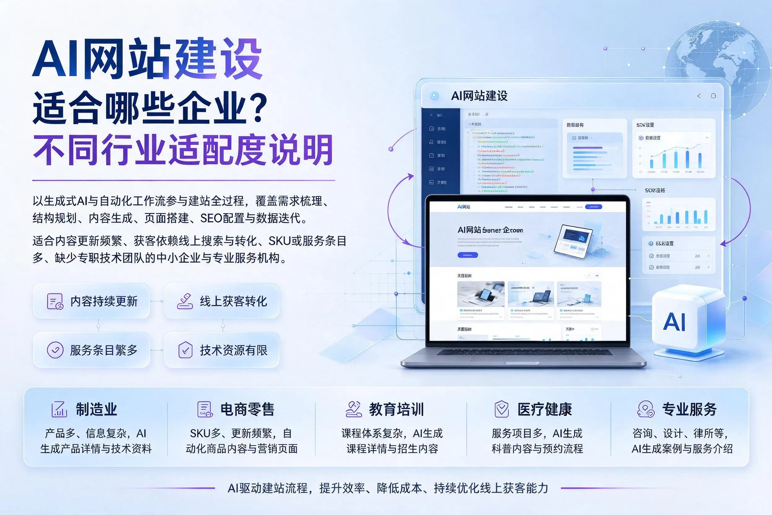 AI网站建设适合哪些企业?新乡不同行业适配度说明